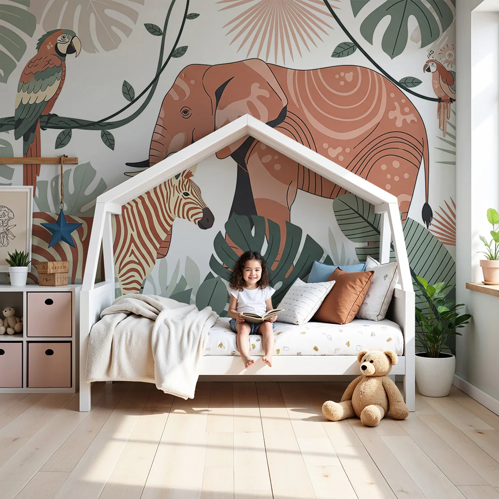 Jungle theme kids wallpaper